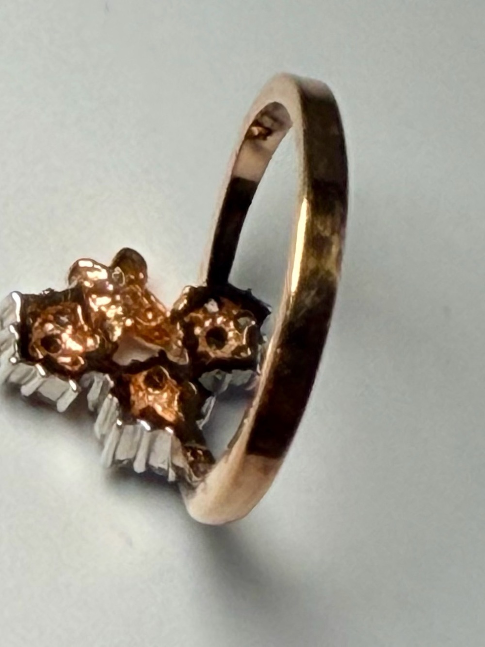 Vintage RSC Butterfly Cluster Ring Gold Tone Floral Ring Size 7.5 - Picture 8 of 11